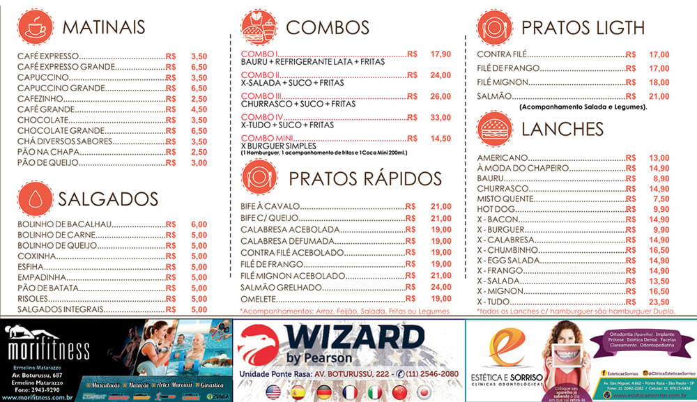 Cardápio: Página 01